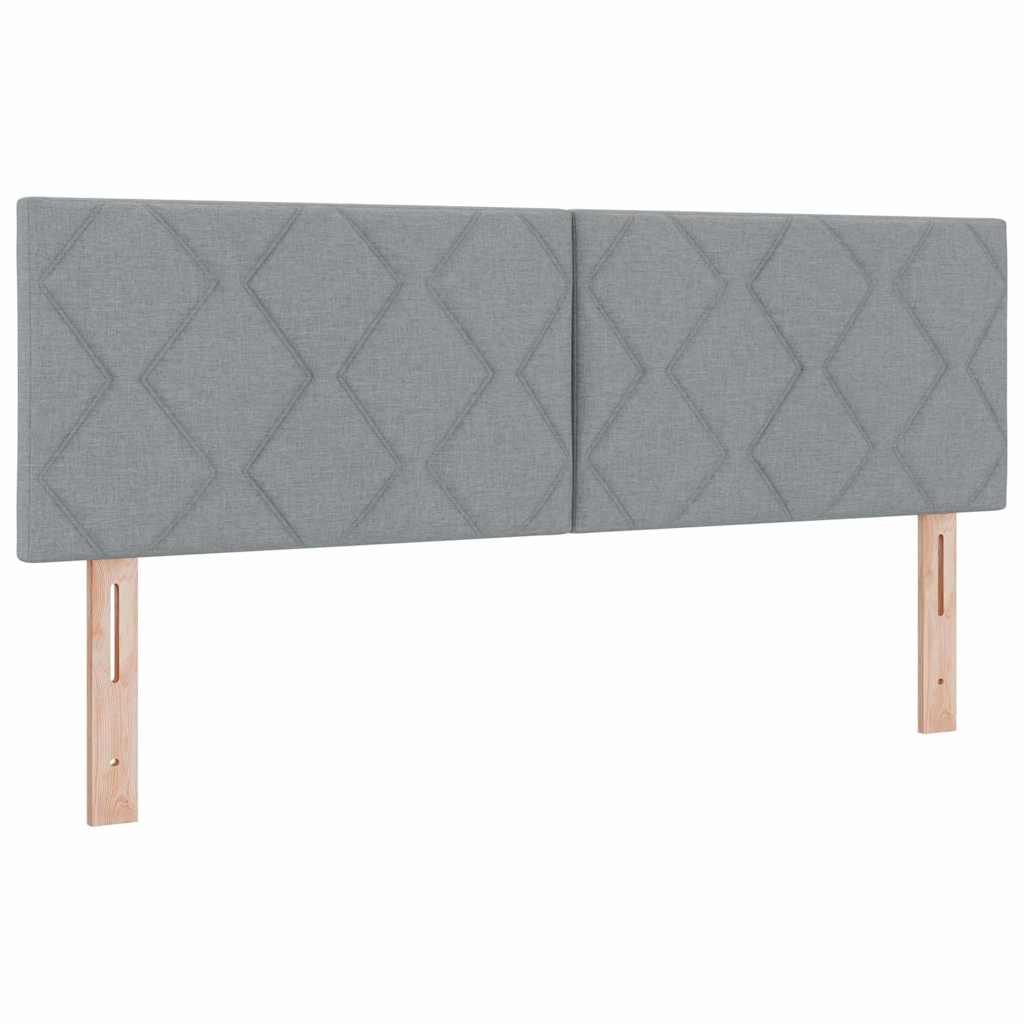Headboard with LED Strip Lights Light Grey 144 cm Fabric